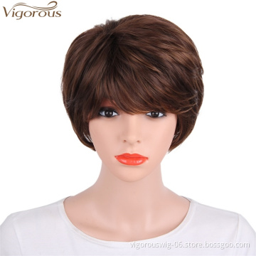 Vigorous Short Pixie Cut Hair Synthetic Wigs for Women Heat Resistant Hairpieces Daily Fashion Wigs for European American Women